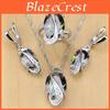 Natural Zirconia Cubic Rainbow Mystic 925 Silver Jewelry Set For Women Wedding Earringspendantnecklacerings