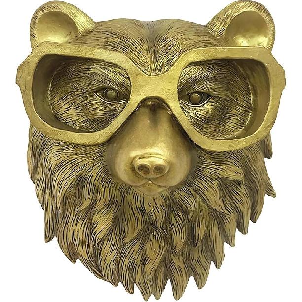 Yo Vryncal Bear Head Wall Mount Decor, Animal Wall Art, Resin Animal Head Wall Hanging Decoration for Living Room, Bedroom, Kitchen, Office