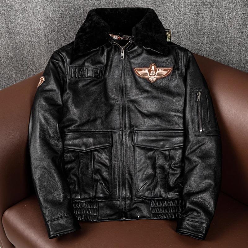 

Мужская модная куртка-бомбер из натуральной кожи с хлопковой подкладкой, зимнее пальто большого размера, куртка-авиатор 5XL чёрный