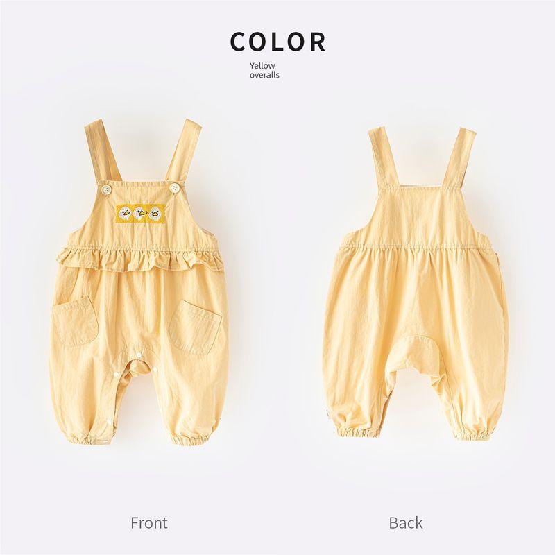 

Baby Girl Overalls Spring and Autumn 2026 New Style Cute and Stylish Snap-Button Long Pants Infant Clothing Yellow overalls 73 cm