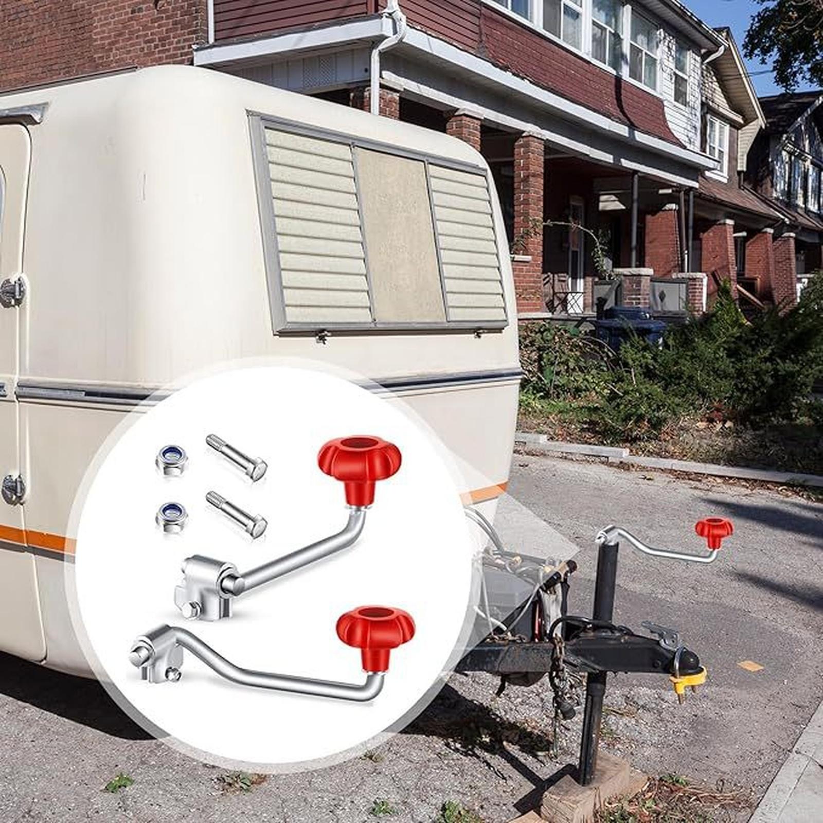 

2 Set Trailer Handles Replacement Crank Accessories Fits Most Trailer Jacks, Comes with Bolt Nut Spacers, Top Wind Handle Red and Black (Red) one size срібний