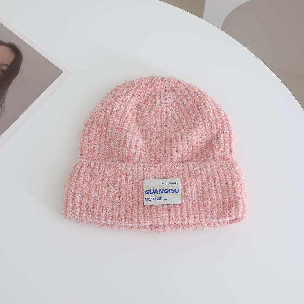 Letter labeled Knitted Hat for Women's Autumn and Winter New Collection Warm Thickened  Cold Hat That Looks Good on The Face  Small Ear Protection