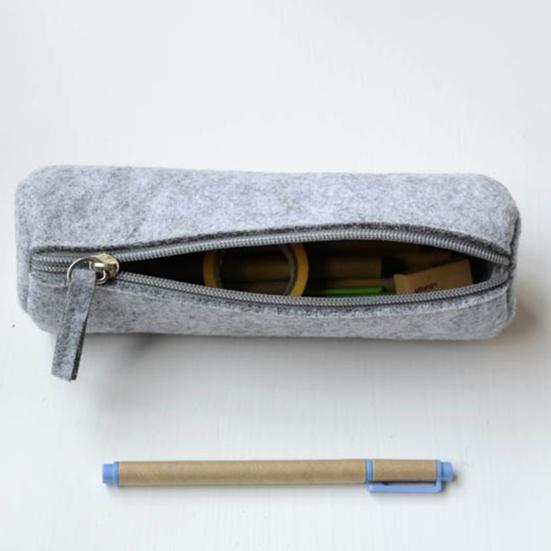 Portable Pencil Case Felt Student Pen Box Ruler Eraser Stationery Zipper Bag