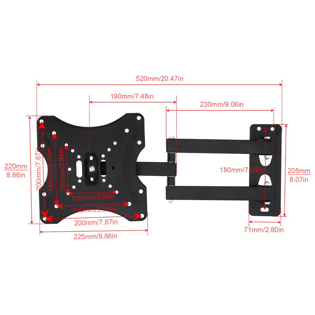 Universal Adjustable TV Wall Mount Bracket 35KG Load Capacity 15 Degree Tilt Design Fit 14-42 Inch LCD LED Flat Screen Monitor