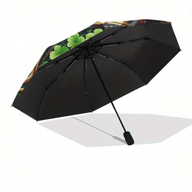 Irish Clover Violin Wall Art DecorUmbrella, PortableFold Compact Umbrella for Men & Women Gift