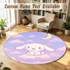 Cinnamoroll Personalized Round Rug Support Custom Name, Soft Home Decor Mat