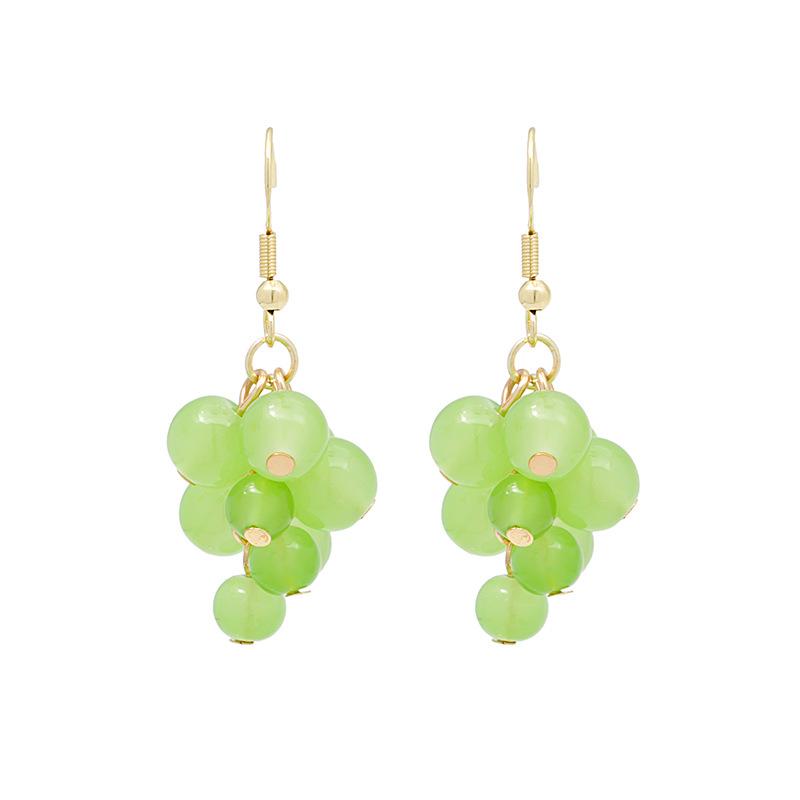 Spring And Summer Handmade Beaded Green Grape Earrings Sweet Soft Sister Fruit Earrings