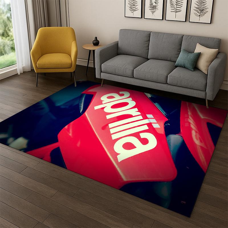 Tapis de sol Racing Car A-Aprilia Logo Moto pour Salle de jeux Chambre à coucher Salon Canapé Décoration de maison, Tapis pour zone de jeu enfant Tapis de sol antidérapant