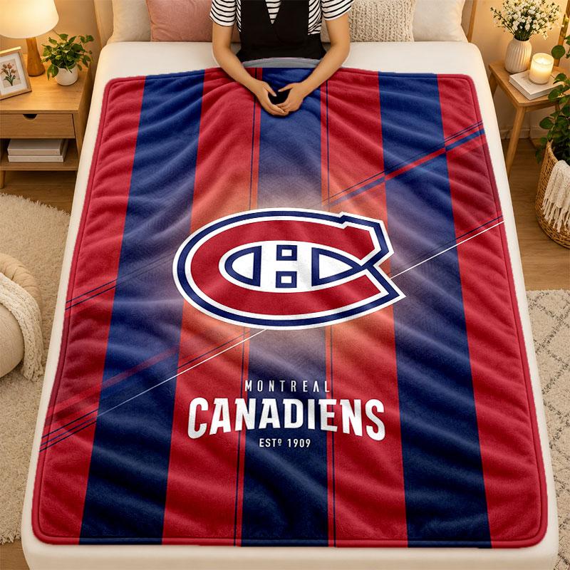 Flannel BlanketMontreal Canadiens Warm Soft Throw Blanket for Indoor Sofa Bed Living Room Use