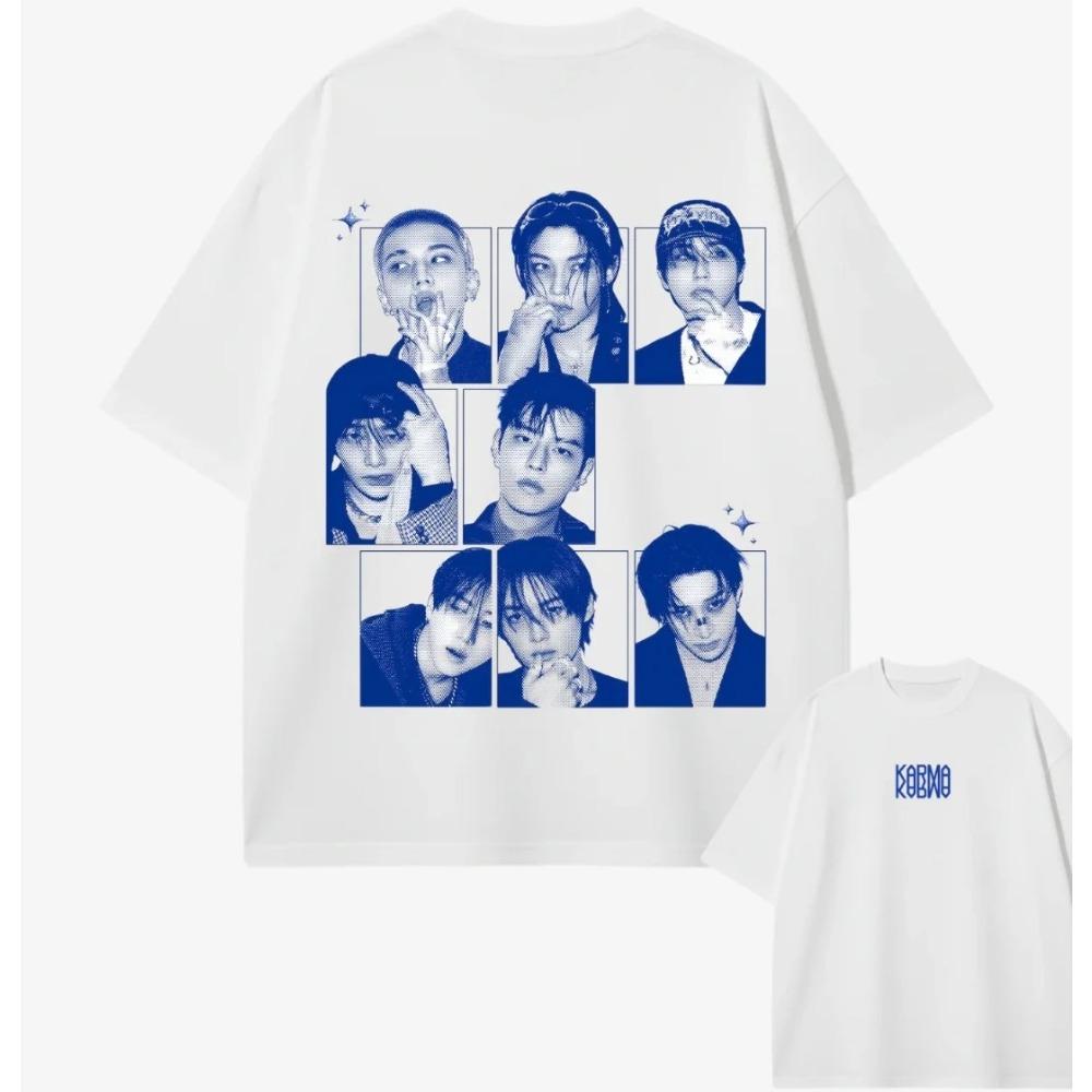 KPOP Stray Kids SKZ Karma Men's T-shirt 2026 Summer New Men's Women's Fashion Casual Cotton Oversized T-shirt Street Wear Y2K