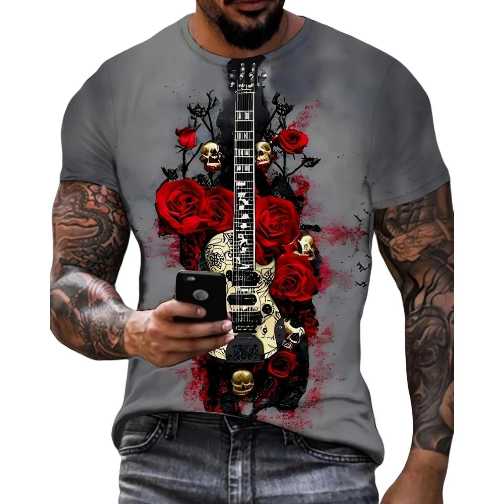 Mode Herrskalle Grafik 3D-tryckt T-shirt Kortärmad T-shirt För Män Daglig Streetwear T-shirts Toppar Rundhals Casual T-shirt