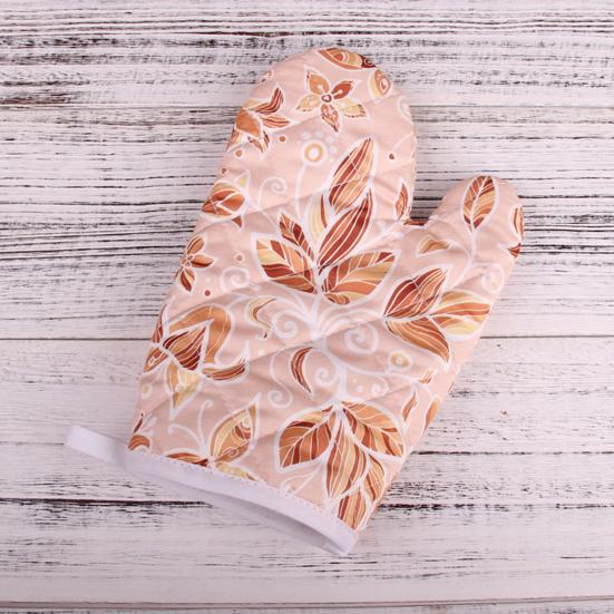 1Pc Mitt Soft Oven Resistant Polyester Texture Heat Floral Printed Microwave Glove Baking