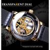 Forsining Uhr Herren Mode Casual Mesh Gürtel Hohl Gold Manuelle Mechanische Uhr GMT1040-8-A