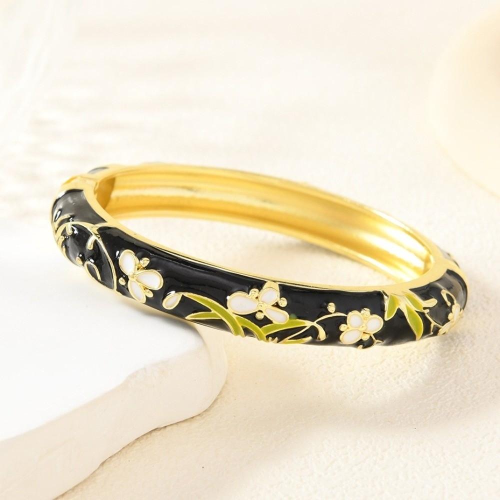 Rhinestone Enamel Bracelet Elegant Traditional Jewelry Charming Cloisonne Bangle Party