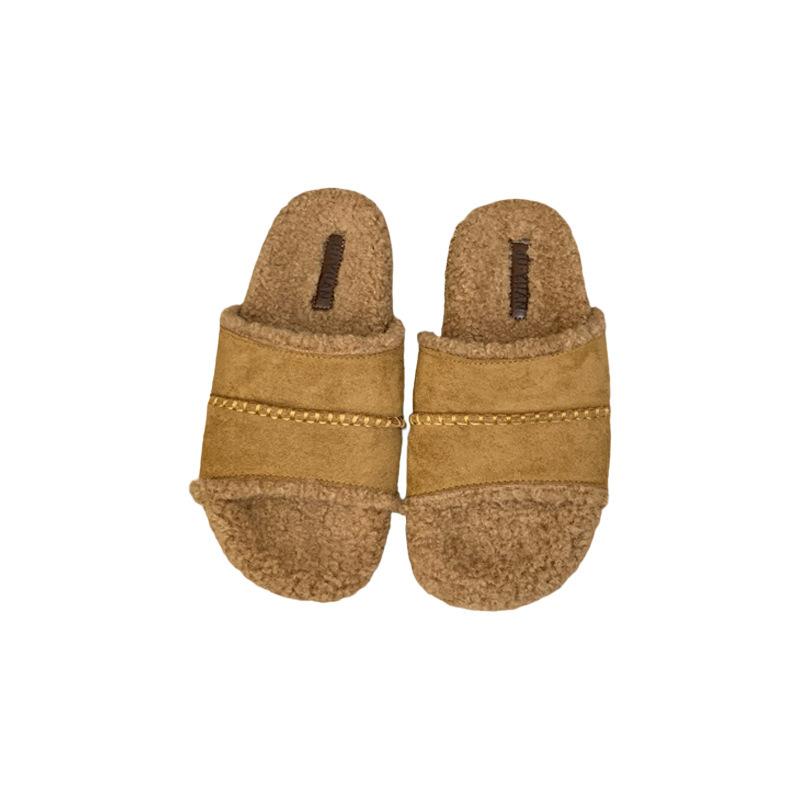 Mao Mao slippers women's fashion outer wear 2025 new retro muffin ugly cute flat-bottomed cotton slippers lazy one-word slippers