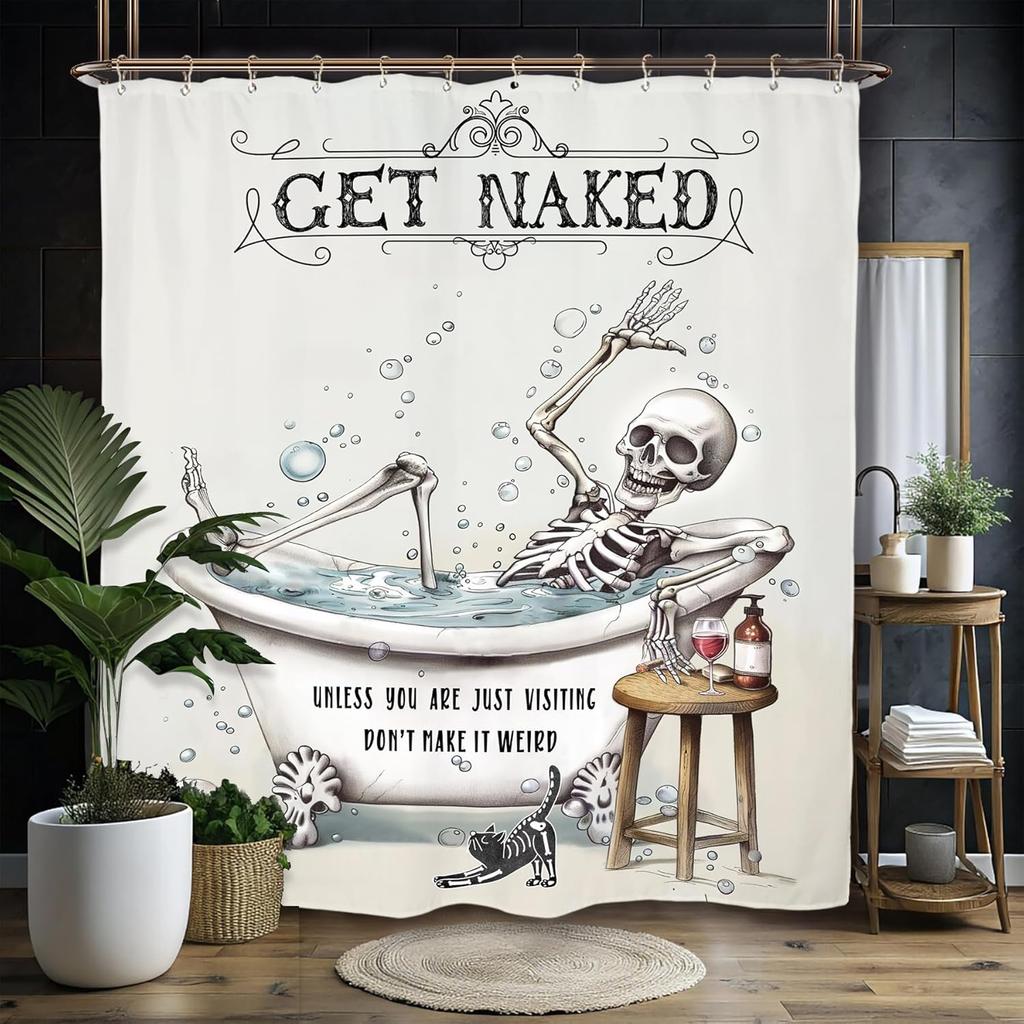 Witchy Gothic Shower Curtain - Moon Phase & Teal Wildflower Design,Mysterious Night Botanical Polyester,60x71 Inch with 12 Hooks