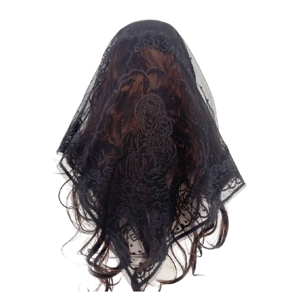 Lace Hollow Solid Color Triangular Shawl Women s Scarf With Virgin Embroidery Monochrome Breathable Headscarf