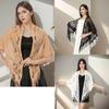 Elegant Lace Fringed Shawl Breathable Hollowout Designs Shoulder Wrap Perfect for Spring and Outdoor Activity Fashion