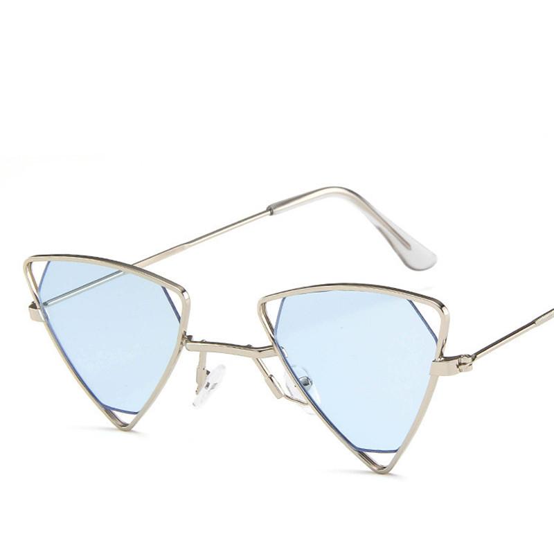Retro Alloy Triangle Punk Sunglasses Men Hollow Eyewear Candy Colors Gradient Gothic Sun Glasses For Women Openwork Metal Frame