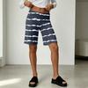 Women High Waist Wide Leg Casual Shorts Summer Vacation Loose Fit Mid Length Bottoms with Elastic Waistband and Patterned Design