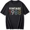 cotton  100% Men's And Women's Birthday Short Sleeve T-Shirt Digital Print 1960-1999 Pattern Congratulating Letter Tee Birthday