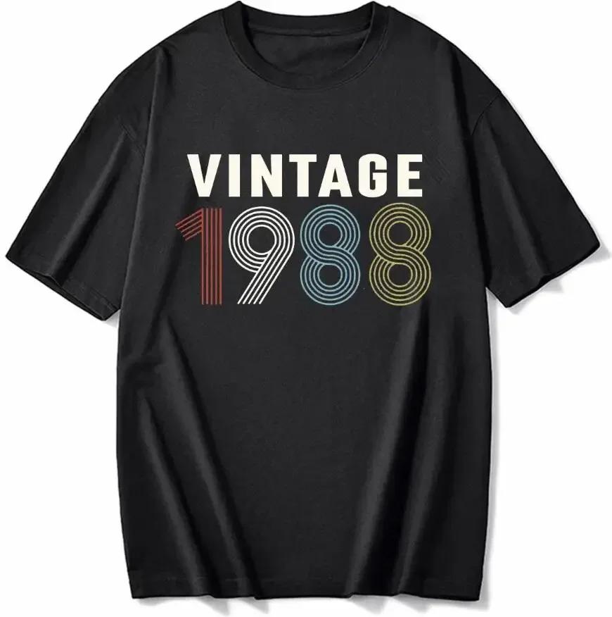 cotton 100% Men's And Women's Birthday Short Sleeve T-Shirt Digital Print 1960-1999 Pattern Congratulating Letter Tee Birthday