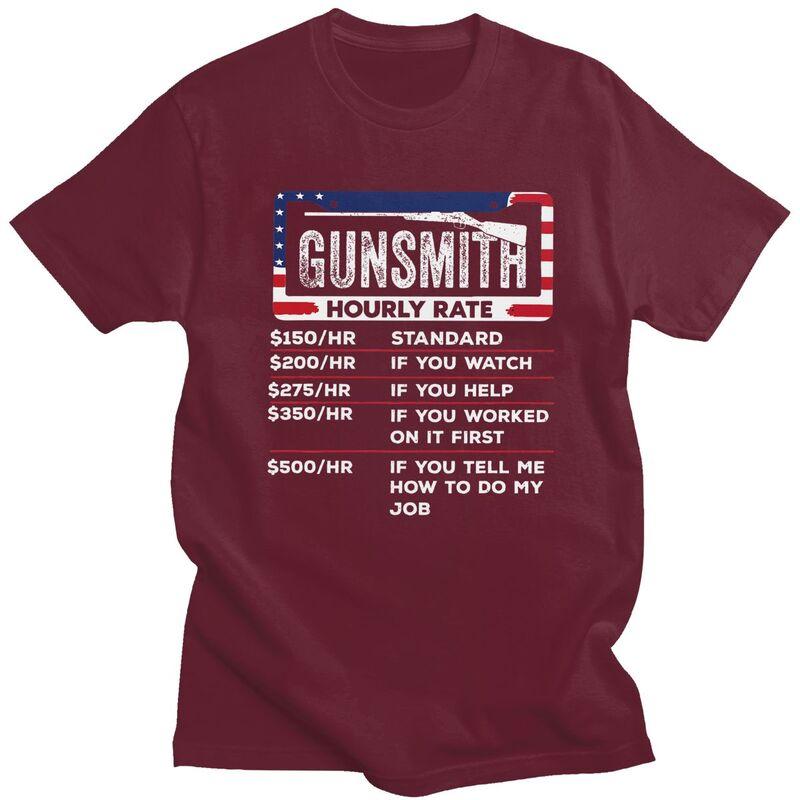 Male Gunsmith Hourly Rate T Shirt Round Neck Pure Cotton Short Sleeve Funny Gunsmithing Gun Quotes Tee Shirt Novelty Clothing