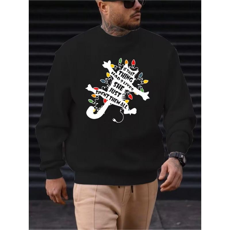 Men'S Christmas Fashion Long-Sleeve Round-Neck Sweatshirt, Trendy Long-Sleeve Top Featuring a New Hip-Hop Cartoon Print. Easy And Elegant, Smooth