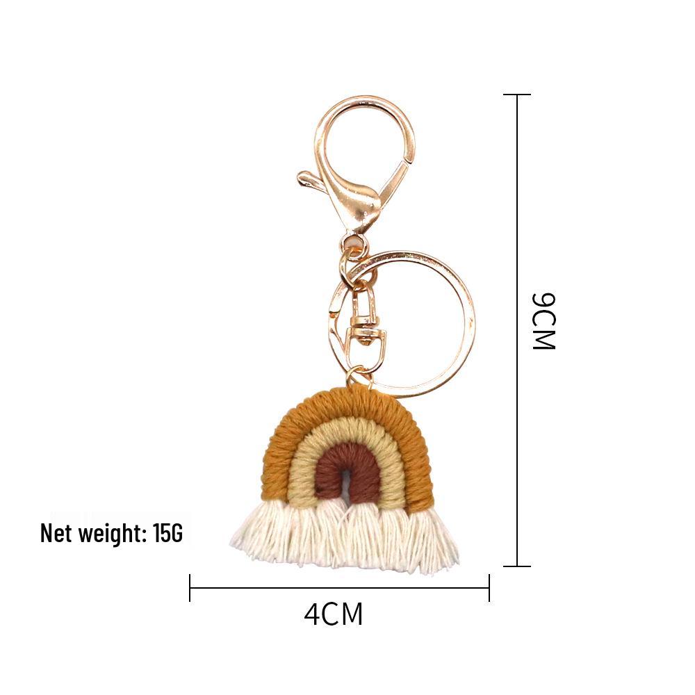 Nordic Rainbow Woven Tassel Keychain Pendant - Ethnic Style Ornament for Bags & Cars