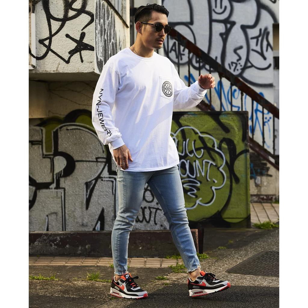 EMBLEM TEE Long Sleeve Oversized NYN-JEWELRY L/S Men's T-Shirt, (L, WHT)
