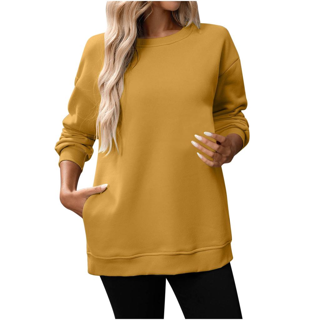 Women Winter Tops Women's Long Sleeve Sweatshirt Casual Crewneck Loose Fit Pollover Fleece Tops
