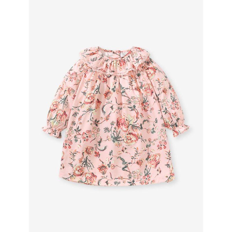 Autumn and Winter Girls' Floral Princess Dress 2023 New Kidsren's Long-Sleeved Dress Dress Little Girl's Fashionable Pure Cotton Dress