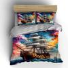 Colorful Ship Wall Art Set Multiple Sizes Kid'S And Adults' Bedroom Exquisite 3Pc Bedding Set, Gift