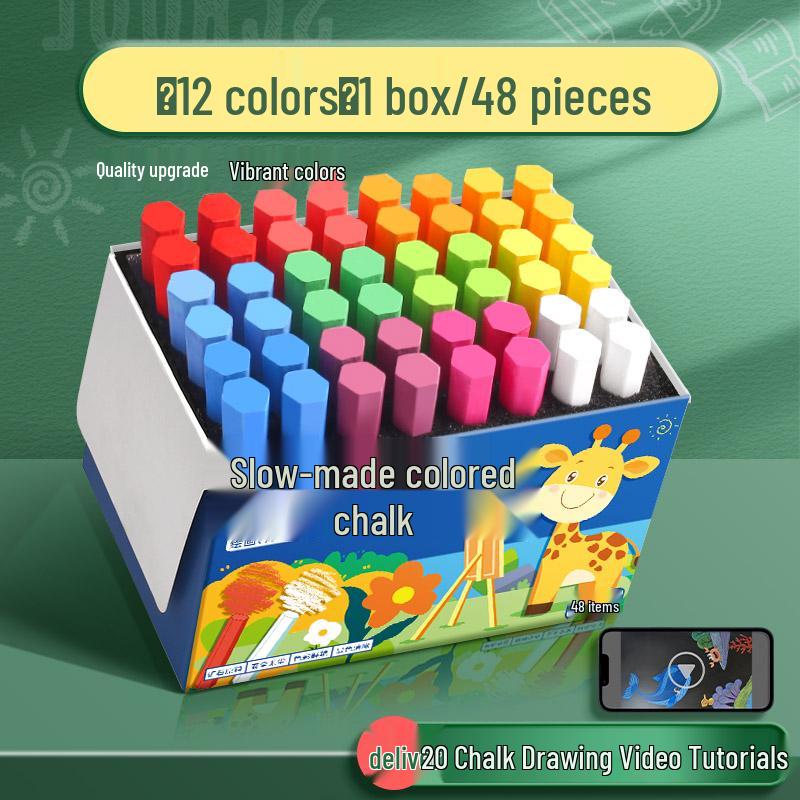 Vivid Dustless Multi-color Chalk for Children and Teachers - Keeps Hands Clean