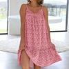 U Yaka Kolsuz Mini Elbise Pileli Fırfır Etek Gevşek Fit Backless İnce Çiçek Baskı Sling Bayan Plaj Elbisesi Günlük Giysi