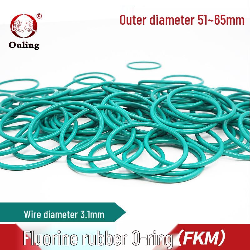 Green Fluoro Rubber O-Ring (OD: 51-65mm x 3.1mm) 51*3.1mm (1pc) Green Fluororubber O-ring