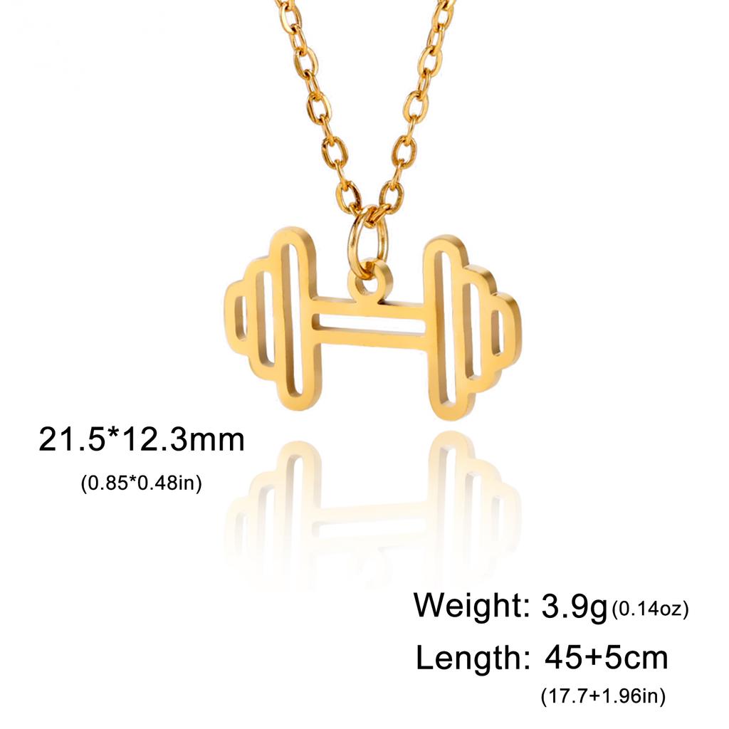 Cazador HeartBeat Dumbbell Pendant Necklaces for Women Exercise Sport Stainless Steel Jewelry Necklace Birthday Gift Wholesale