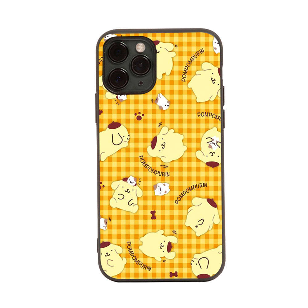 HK31 PomPom Purin Black Sofe Case for iPhone 16 15 Plus 14 13 Pro 8 SE XR XS Max P30 Nova 5T Y5P Y6 Y7 Y8P Y9 Realme C30 C33 C31 VIVO Y36 V27