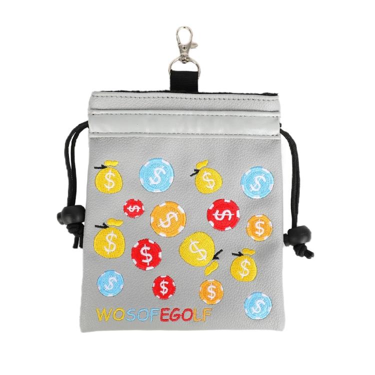 Golf Tees Pouch Bag Golf Tees Bag with Clip Golf Accessories Golf Valuables Bag Drawstring Golf Bag for Men Woman серый