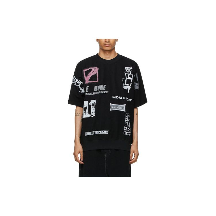 We11done Ss21 Graphic All Over Logo Short Sleeve T-Shirt Unisex T-Shirt Black WD-TT1-21-515-U-BK