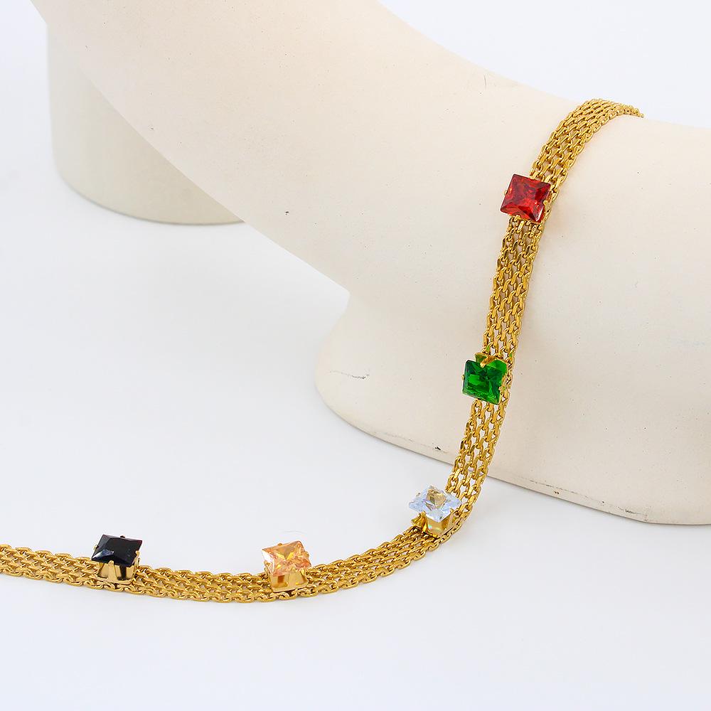 2022 Versatile Mesh Chain Zircon Necklace for Women, Diamond-Inlaid Stainless Steel with Real Gold Plating - YS151