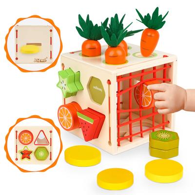 Brinquedos educativos Montessori para meninos e brinquedos de madeira com presentes de admissão de jardim de infância para bebês com ponta dos dedos combinando, formas, presentes,