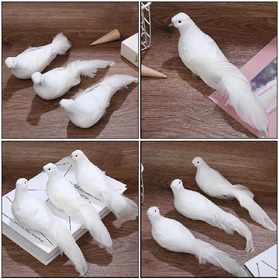 PRETYZOOM 2pcs White Christmas Birds Artificial Peace Dove Ornament Christmas Bird Ornaments with Clips Christmas Tree Bird Ornament Decorations