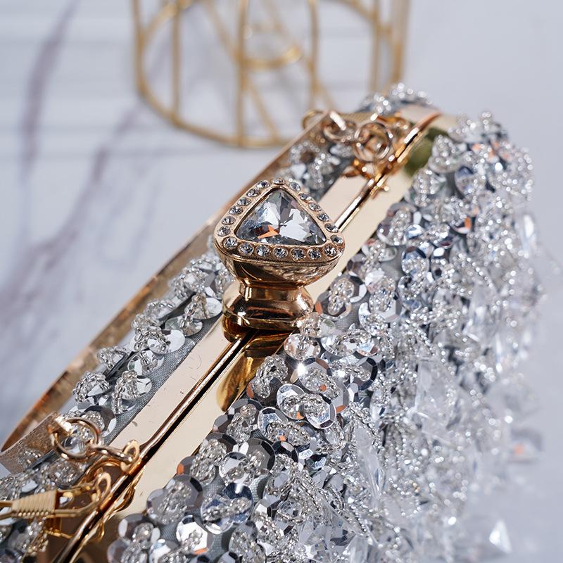 2022 New Women's Evening Bags Fashion Luxury Sequin Beaded Banquet Handbags Clutches Ladies Chain Small Shoulder Bag Purses