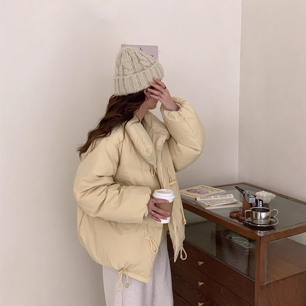 2024 new corner buckle down jacket women's Korean version loose white duck down winter small short student coat