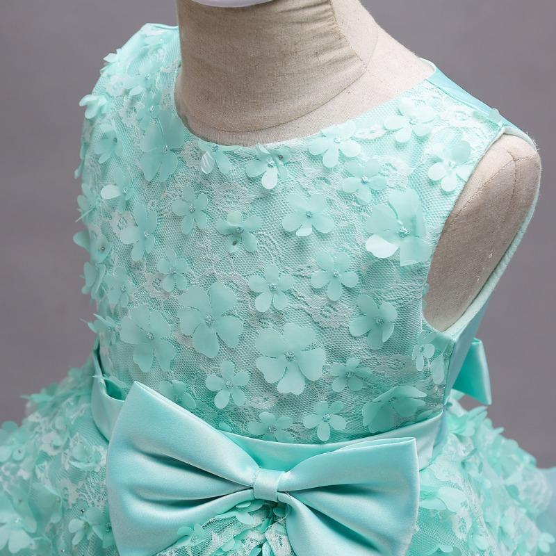 Little Girl Princess Wedding Gown Flower Girl Embroidered Long Dress
