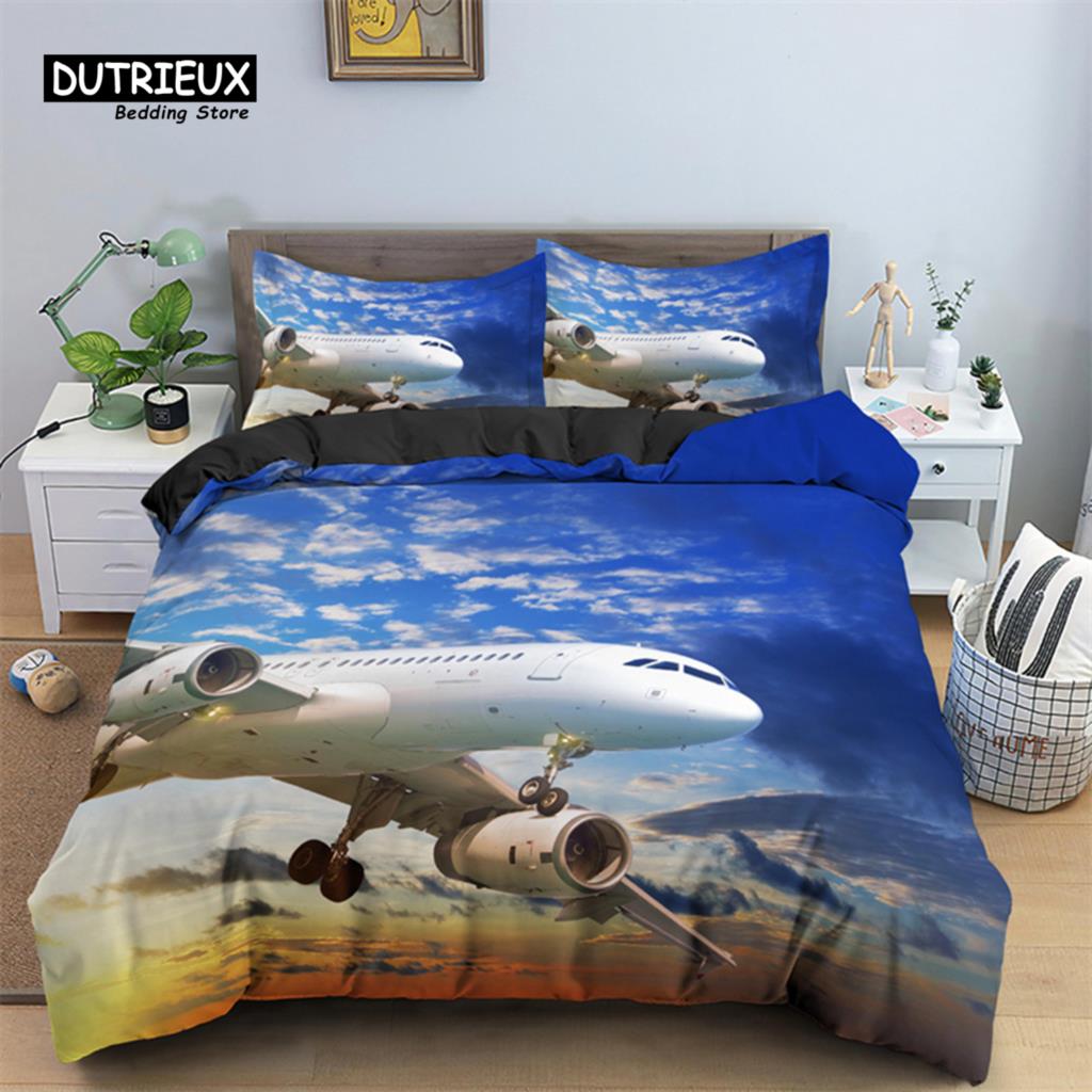 3D Airplane Printed Bedding Set Kids Adults 2/3pcs Duvet Cover With Pillowcase Comforter Bedding Quilt Cover Luxury Bedding Set