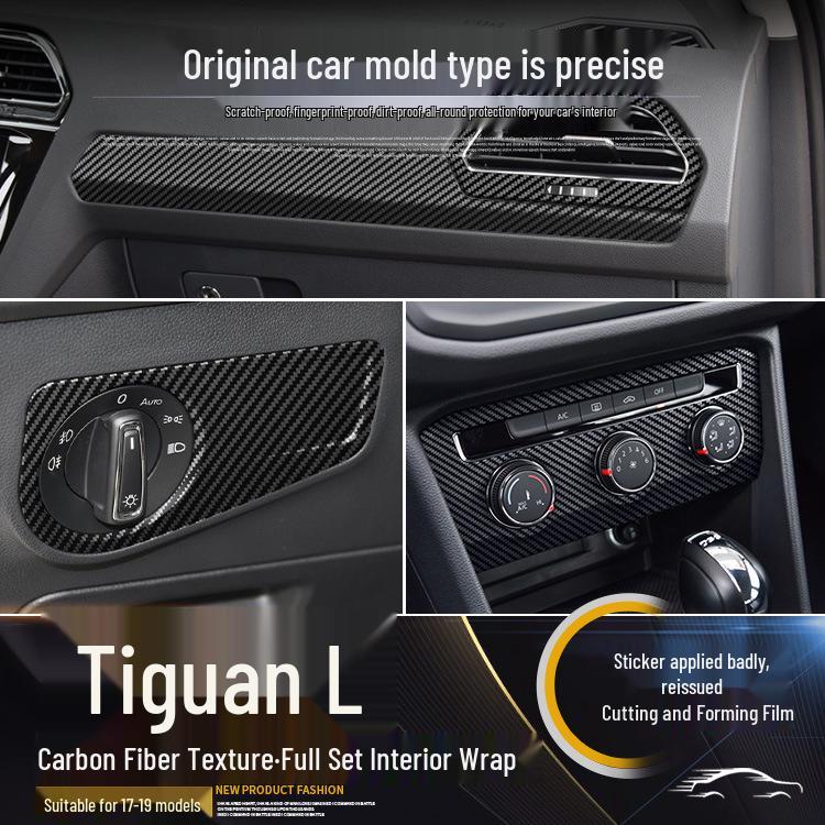 Volkswagen Tiguan L Interior Carbon Fiber Film (2017-2019) - Anti-Scratch, Anti-Kick, Center Console & Door Coverage