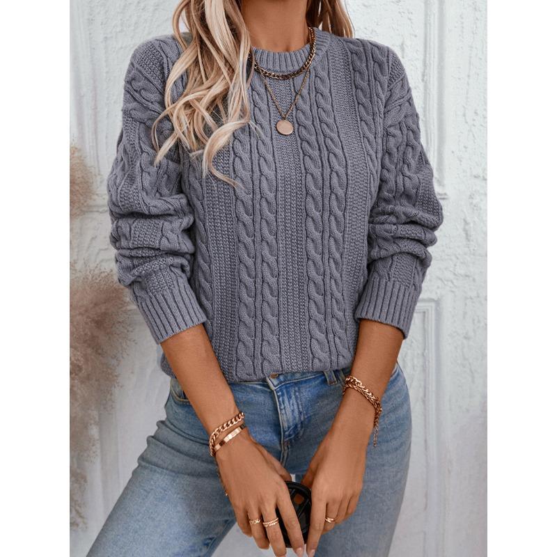 Women's Sweater Fall/winter Pullover Round Neck Loose Retro Twist Sweater