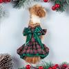 Dog Dress Pet Classic Plaid Skirt Kittens Puppies Dress Cute Little Flying Sleeves Bow Party Princess Dress New Year's Christmas